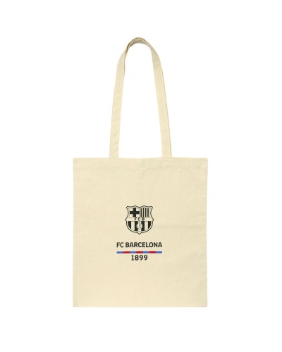 Handtas F.C. Barcelona Beige Katoen
