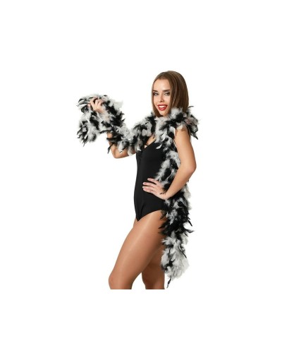 Boa Plumes Noir et Blanc - Années 20 Gatsby - Costume Charleston
