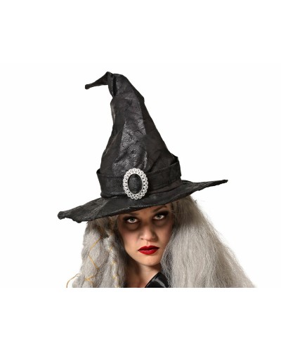 Chapeau de Sorcière Noir Adultes - Costume Halloween, Soirée Thématique
