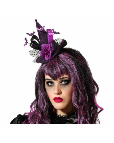 Cappello Strega Viola Multicolore - Costume Halloween Bambina/Adulto - Taglia Unica

