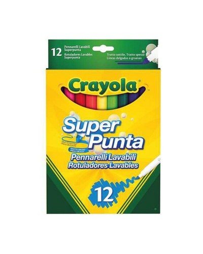 Crayola SuperTips Pennarelli Lavabili - 24 Colori Punta Fine per Disegno & Scrittura
