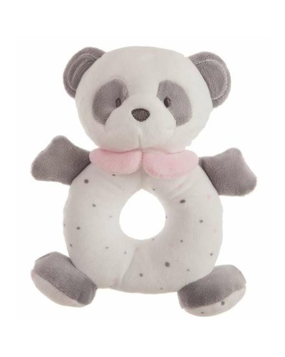 Rosa Panda Plüschtier mit Rasseln - Weiche Stoffpuppe 20cm für Babys
