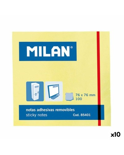 Zelfklevende briefjes Milan Geel Wit 76 x 76 mm (10 Stuks)