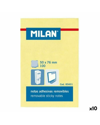 Zelfklevende briefjes Milan Geel 56 x 76 mm (10 Stuks)