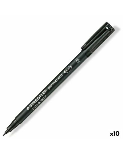 Staedtler Lumocolor 313-9 Black - Permanent Marker Fine Tip (x10)
