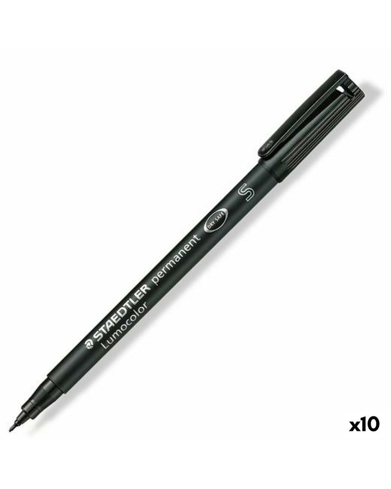 Permanente markeerstift Staedtler Lumocolor 313-9 S Zwart (10 Stuks)