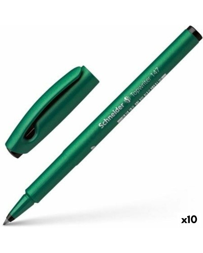 Schneider Topwriter 147: Rotuladores Negro Verde - Set de 10 Bolígrafos
