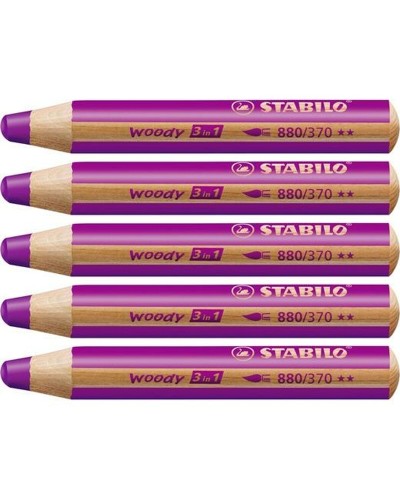 Kleurpotloden Stabilo Woody Lila 3 in 1 (5 Stuks)