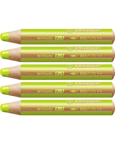 Kleurpotloden Stabilo Woody Groen 3 in 1 (5 Stuks)