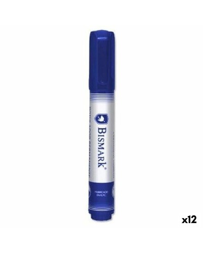 Marqueur Permanent Bismark Bleu - Pointe Fine 1.5mm - Set de 12 Stylos
