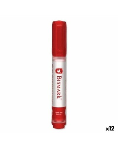 Bismark Permanent Marker Red 1.5mm - Pack of 12 - Fine & Resistant Tip
