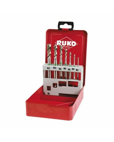 Juego de Machos de roscar para máquinas RUKO Acero de alta velocidad (HSS) DIN 371 DIN 376 Tipo C 7 Piezas