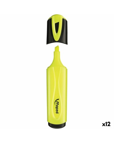 Maped Peps Classic Evidenziatore Giallo - Set 12 Pezzi - Perfetto per Studio e Ufficio
