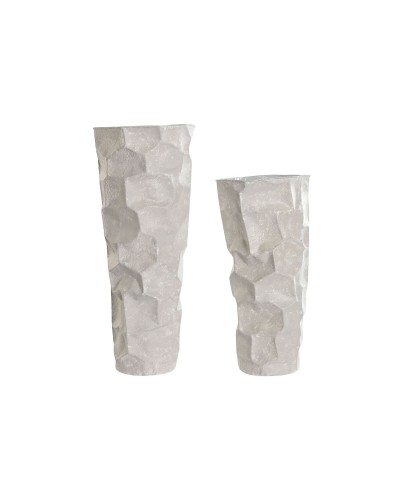 Set med 2 Vasar Home ESPRIT Beige Metall Modern 20 x 20 x 48 cm 19 x 19 x 48 cm (2 Delar)