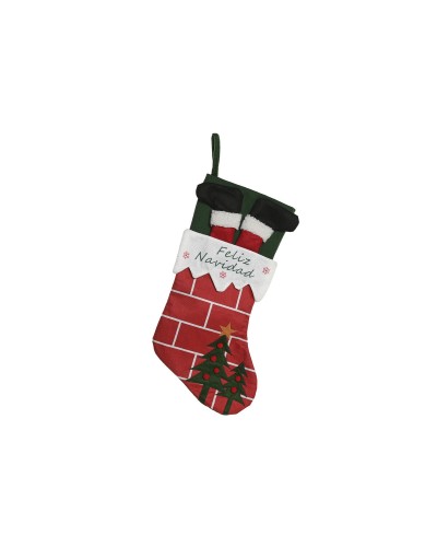 Chaussette de Noël Home ESPRIT Noir Rouge Vert 28 x 2 x 50 cm
