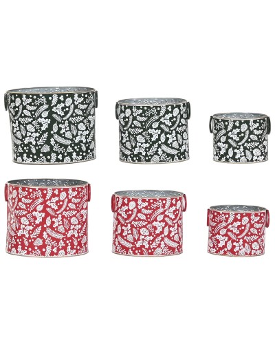 Set of decorative boxes Home ESPRIT Red Green Christmas 28,5 x 19,5 x 24 cm (3 Pieces) (2 Units)
