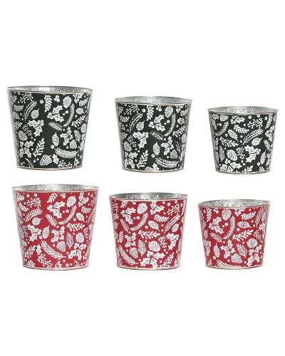 Set decoratieve dozen Home ESPRIT Rood Groen Kerstmis 21 x 21 x 19 cm (2 Stuks)