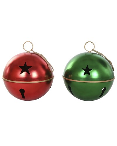 Christmas Bauble Home ESPRIT Red Green Golden Metal 62 x 62 x 72,5 cm (2 Units)
