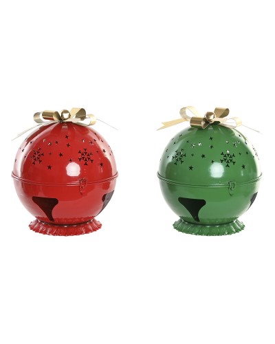 Julgranskula Home ESPRIT Röd Grön Gyllene 31,5 X 31,5 X 35,5 CM (2 antal)