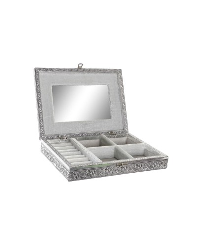 Boîte à bijoux Home ESPRIT Argenté Naturel Bois Aluminium 27,5 x 20 x 5,4 cm