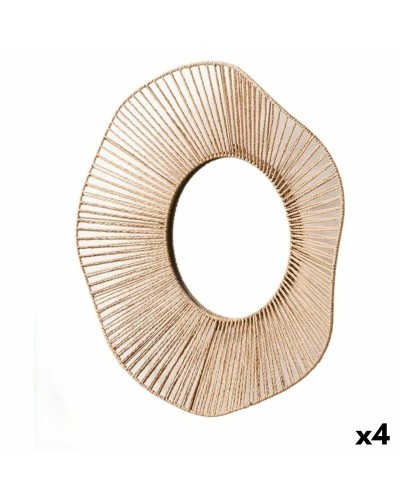 Espejo de pared Gift Decor Natural Ondas 59 x 11 x 59 cm (4 Unidades)
