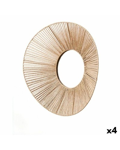 Wall mirror Gift Decor Natural Oval 62 x 15 x 57 cm (4 Units)