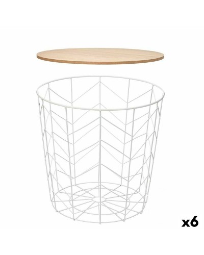 Mesa auxiliar Gift Decor Blanco Marrón 44,5 x 53,5 x 44,5 cm (6 Unidades)