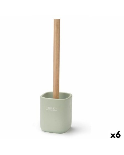 Toalettborste Berilo Vit Grön Trä Polyresin 9,6 x 37 x 9,5 cm (6 antal)