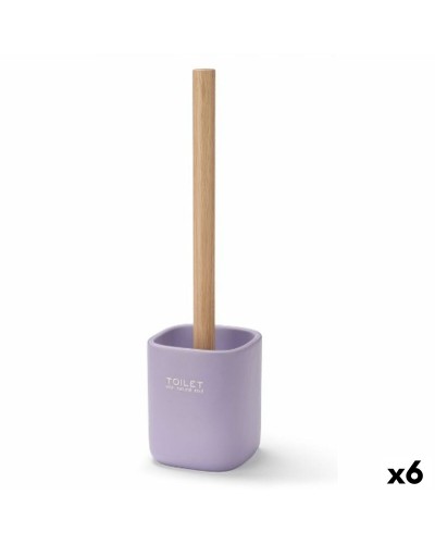 Brosse de salle de wc Berilo Blanc Vert Bois Polyrésine 9,6 x 37 x 9,5 cm (6 Unités)