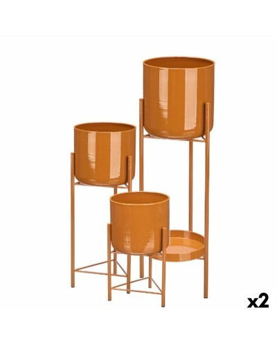 Set of Planters Gift Decor Tile Iron 3 Pieces (2 Units)