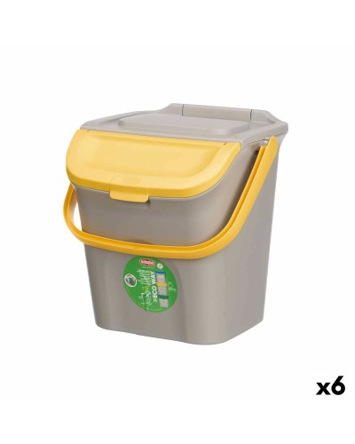 Waste bin Stefanplast ECOWAY Yellow Grey polypropylene 28 L Stackable (6 Units)