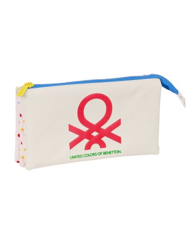 Portatodo Triple Benetton Topitos Blanco (22 x 12 x 3 cm)