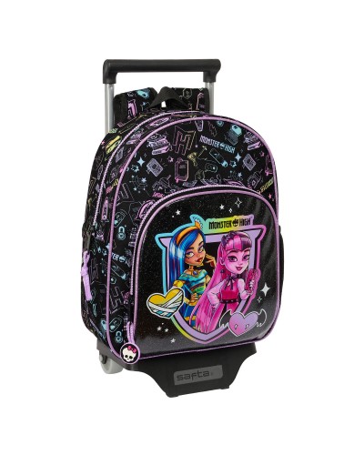 Schoolrugzak met Wielen Monster High Zwart 28 x 34 x 10 cm