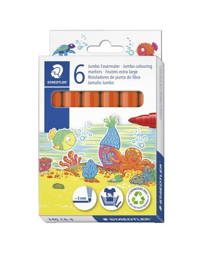 Staedtler Noris Club Filzstifte Orange - 6er Set - Mittelspitze zum Zeichnen & Schreiben
