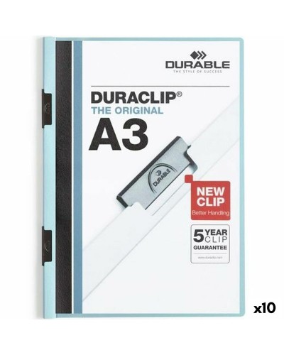 Documenthouder Durable Duraclip 60 Blauw Transparant A3 (10 Stuks)