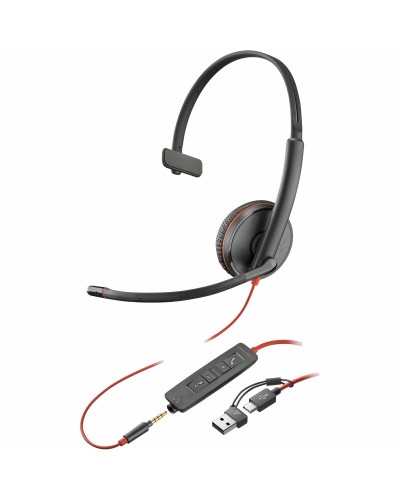 Kuulokkeet mikrofonilla Poly Blackwire 3215 Musta