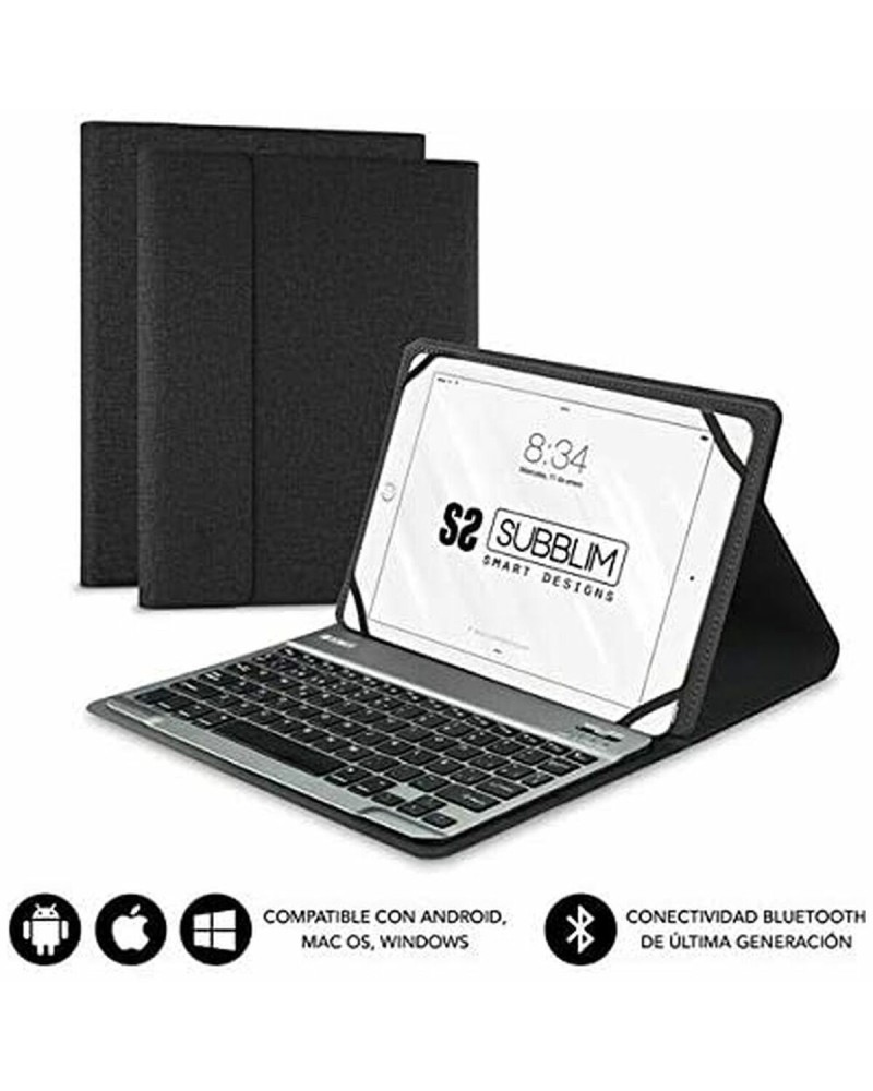 Tabletin ja näppäimistön kuori Subblim SUB-KT2-BT0001 10.1" Musta Espanjalainen Qwerty QWERTY Bluetooth