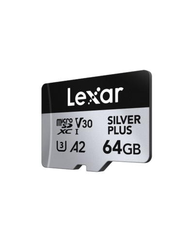 Lexar Professional SILVER PLUS 64GB Micro SD - Vitesse UHS-I V30 - Idéale pour Photos & Vidéos
