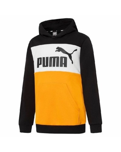 Puma Sweat à Capuche Enfant Essentials+ Colourblock Jaune - Sport & Décontracté
