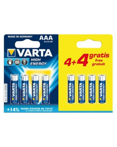 Varta High Energy AAA - Pile Alcaline 1.5V (8 Pièces) - Longue Durée
