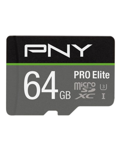 PNY Pro Elite Micro SD 64GB C10 + Adaptateur - Idéal pour Smartphone & Caméras d'Action
