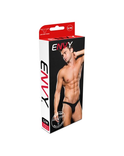 Tanga Envy Taille Basse Noir L/XL - Lingerie Sexy avec Fermeture Éclair - Confort et Style
