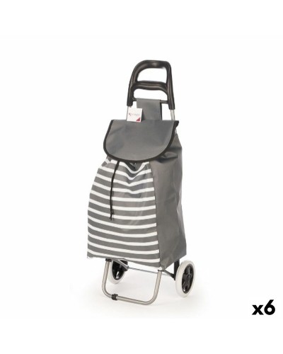 Winkelwagen Kinvara Wit Grijs 33 L 35,5 x 28 x 94 cm Strepen (6 Stuks)