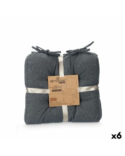 Set of cushions Gift Decor Grey 40 x 40 x 7 cm 2 Pieces (6 Units)