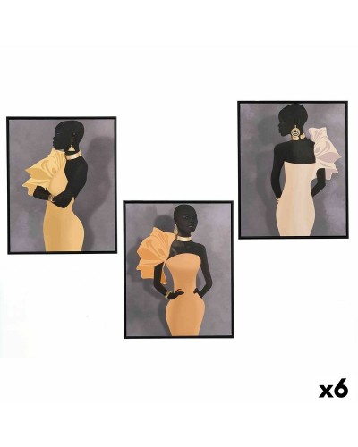 Toile Gift Decor Jaune Noir Gris 40 x 3 x 50 cm (6 Unités)