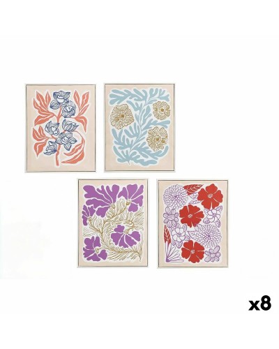 Leinwand Gift Decor Blau Rot Orange Violett Blomster 40 x 3 x 50 cm (8 Stück)