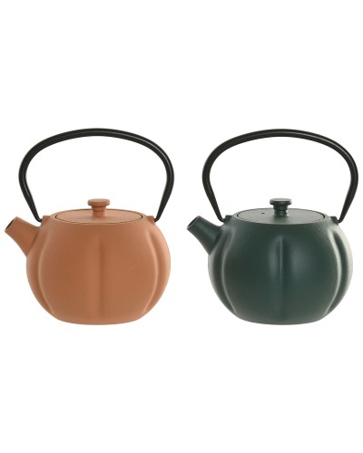 Tetera Home ESPRIT Verde Naranja Acero Inoxidable Hierro 1 L (2 Unidades)