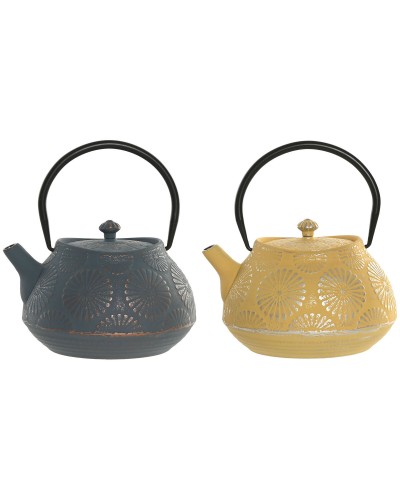 Tetera Home ESPRIT Amarillo Turquesa Acero Inoxidable Hierro 1,2 L (2 Unidades)