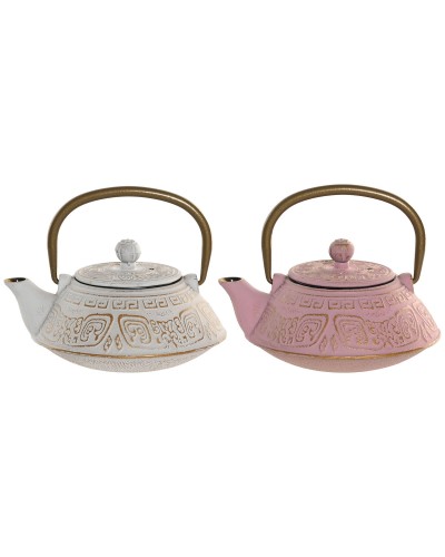 Teapot Home ESPRIT White Pink Stainless steel Iron 400 ml (2 Units)