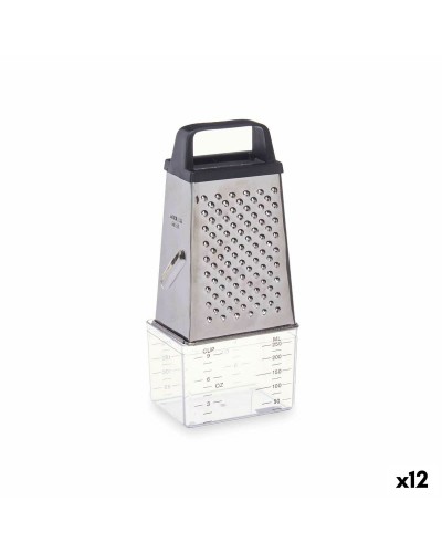 Rasp met container Kinvara Transparant Zilverkleurig Roestvrij staal Polypropyleen polyestyreen 9 x 6,7 x 20,5 cm (12 Stuks)